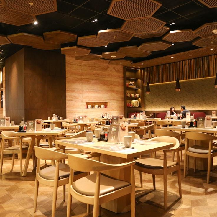 Restaurant interior with private family seating